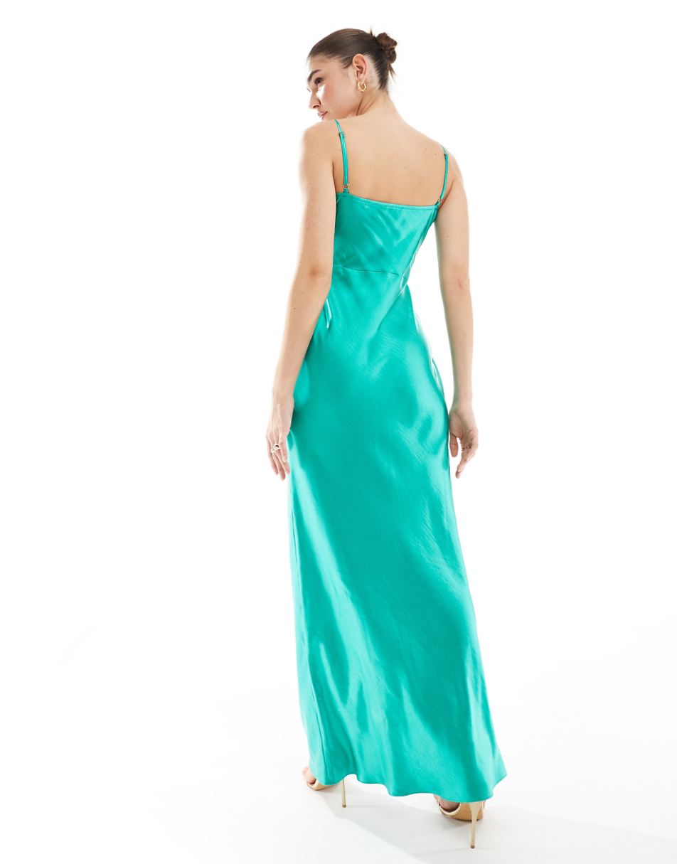 Pretty Lavish exclusive to ASOS Keisha satin maxi dress in jade green