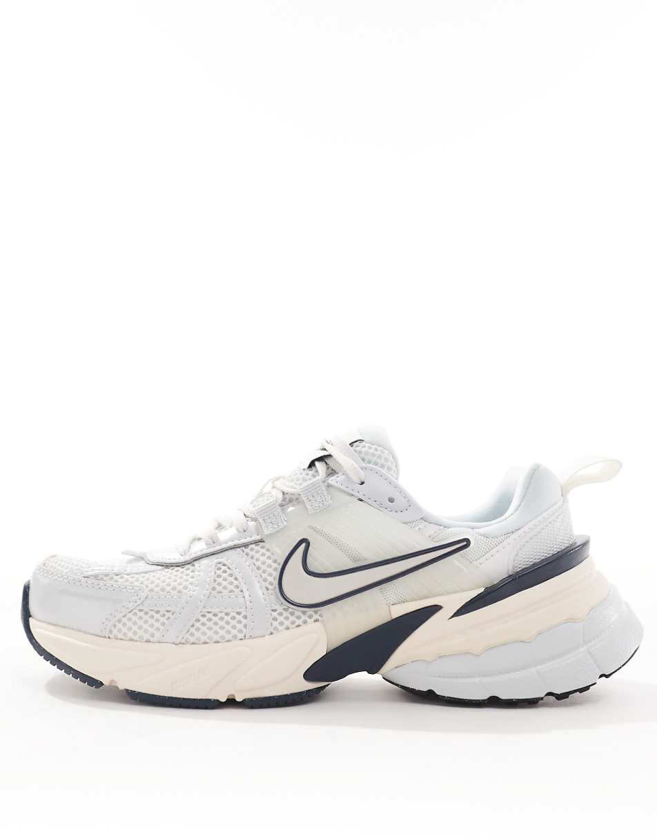 Nike V2K Run sneakers in white and navy