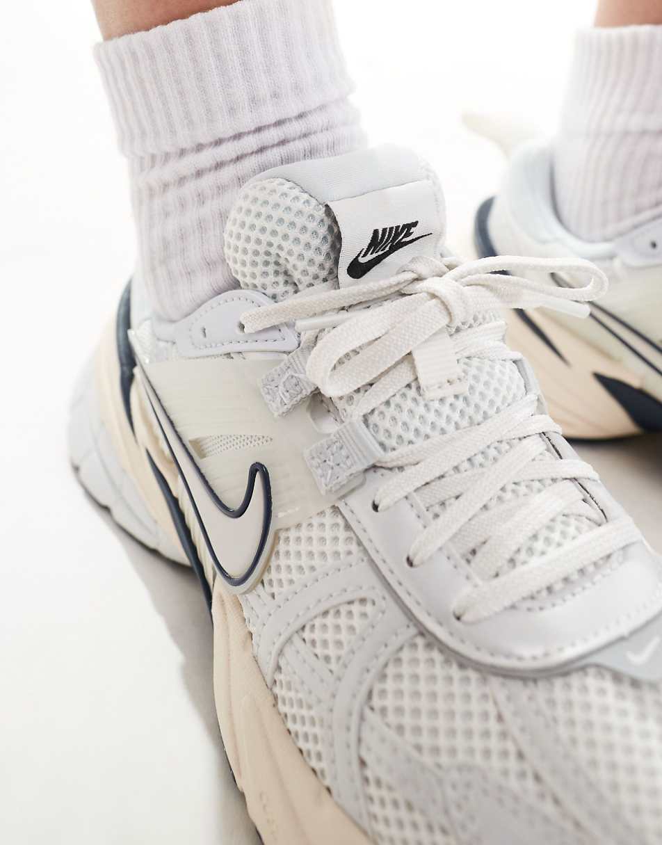 Nike V2K Run sneakers in white and navy