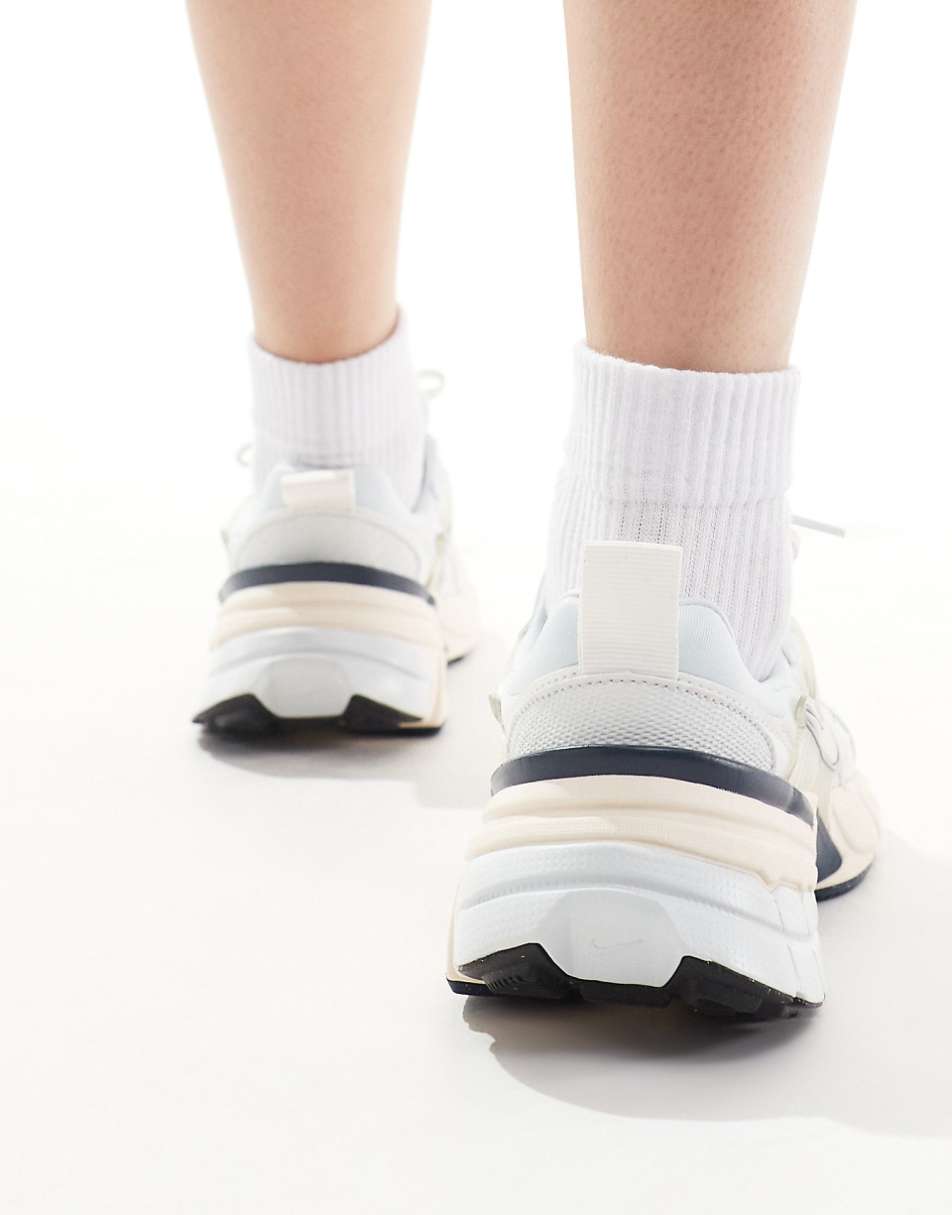 Nike V2K Run sneakers in white and navy