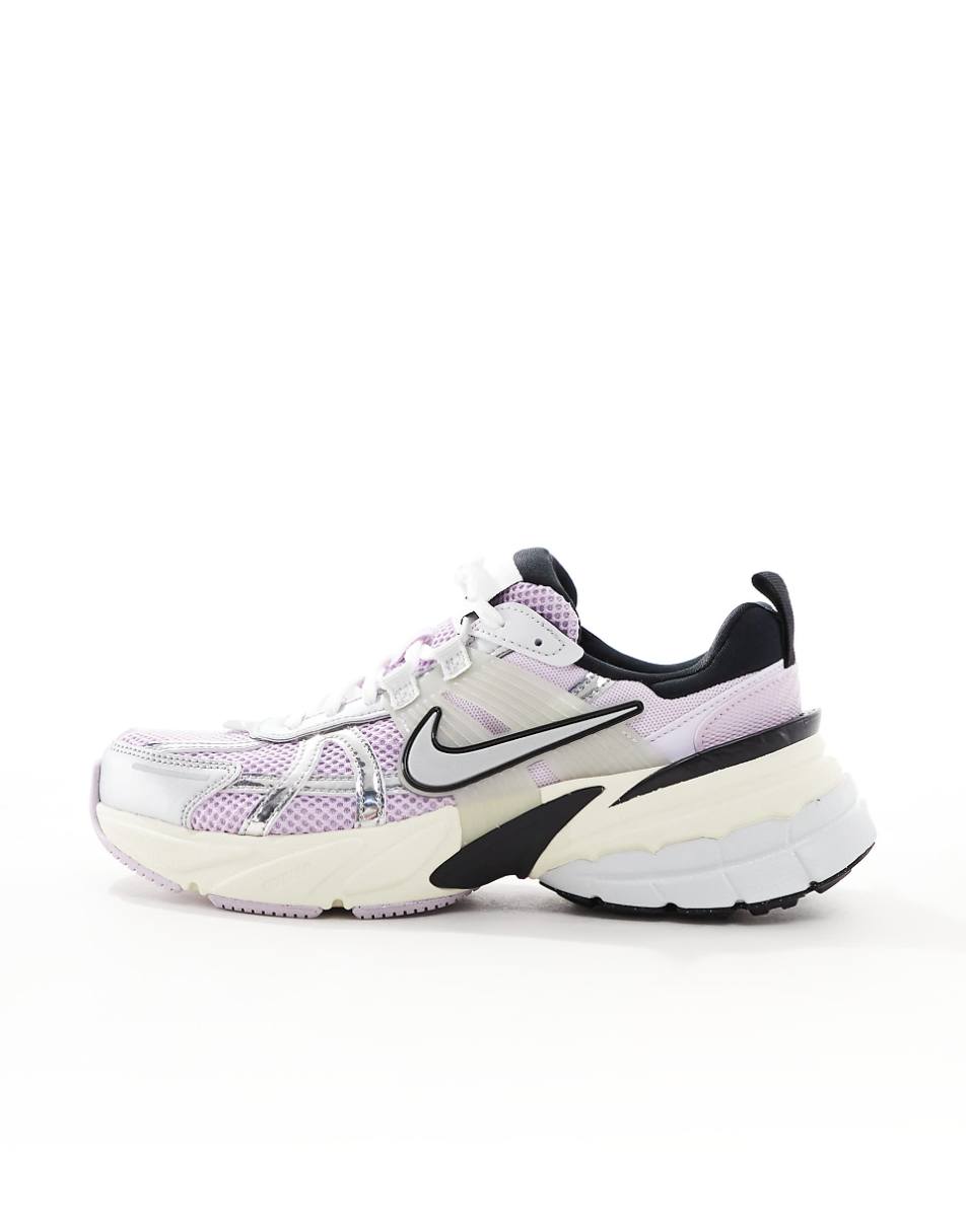 Nike V2K Run sneakers in silver and grape