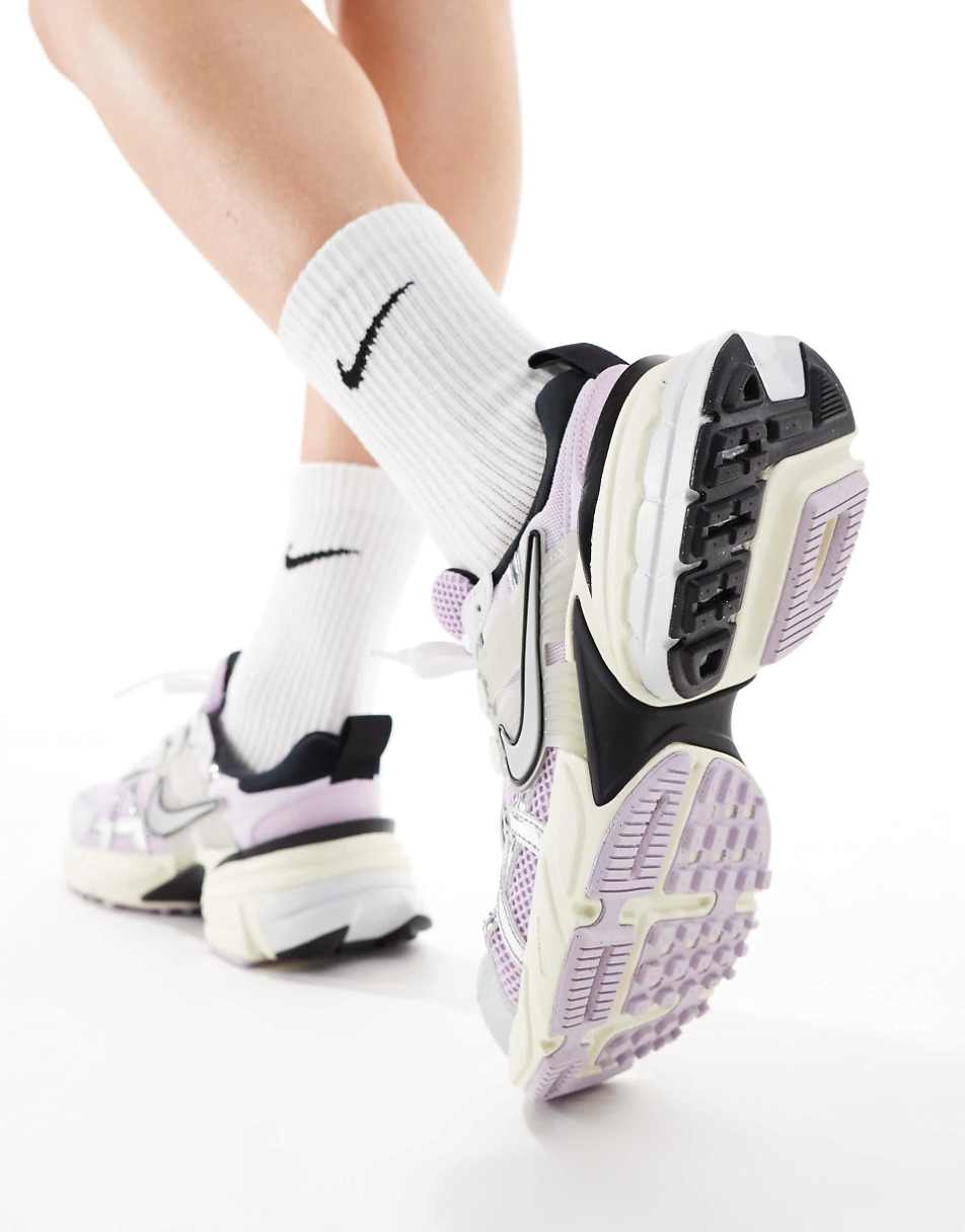 Nike V2K Run sneakers in silver and grape