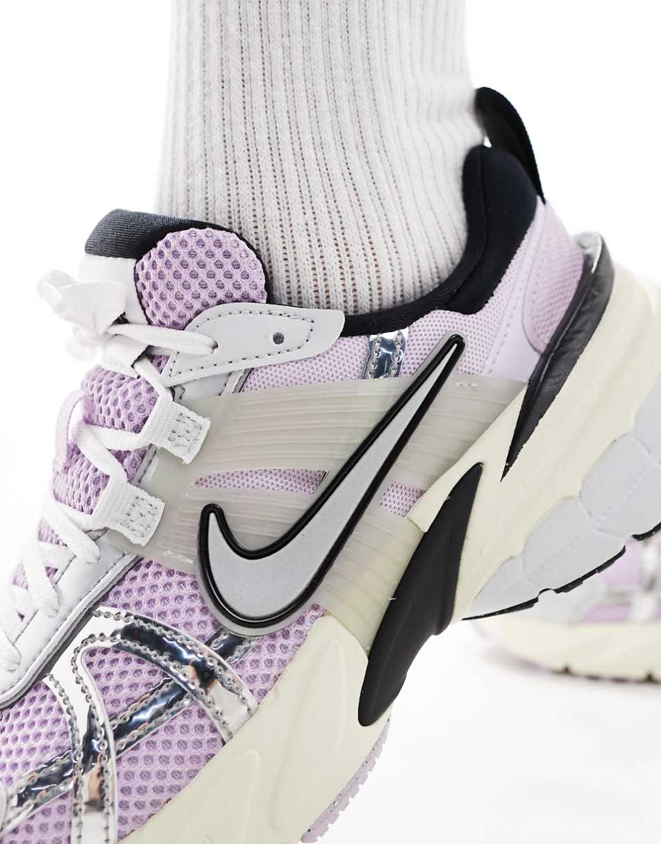 Nike V2K Run sneakers in silver and grape