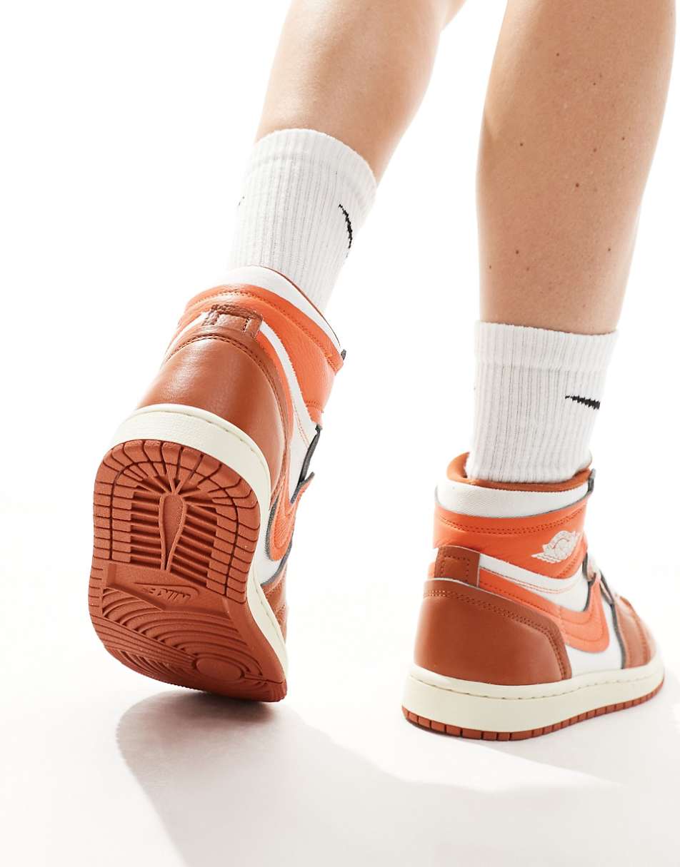 Nike Air Jordan 1 high sneakers in white and orange