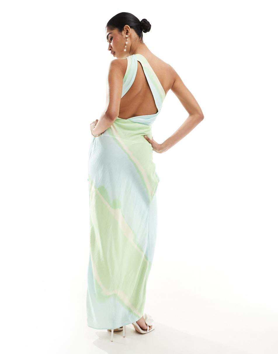 ASOS DESIGN one shoulder draped maxi dress with full skirt in ombre print