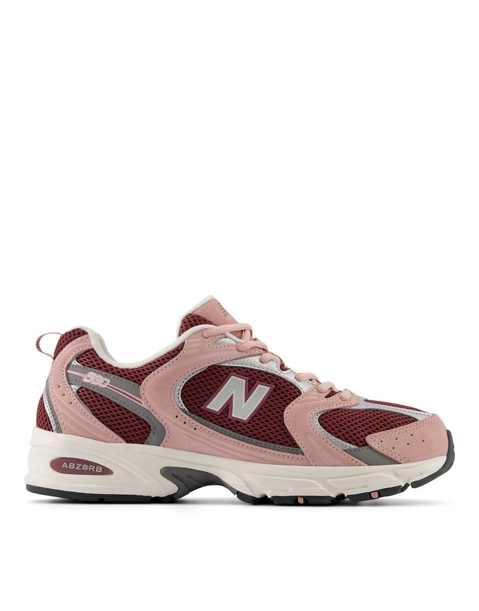 New Balance 530 sneakers in red with pink and silver details