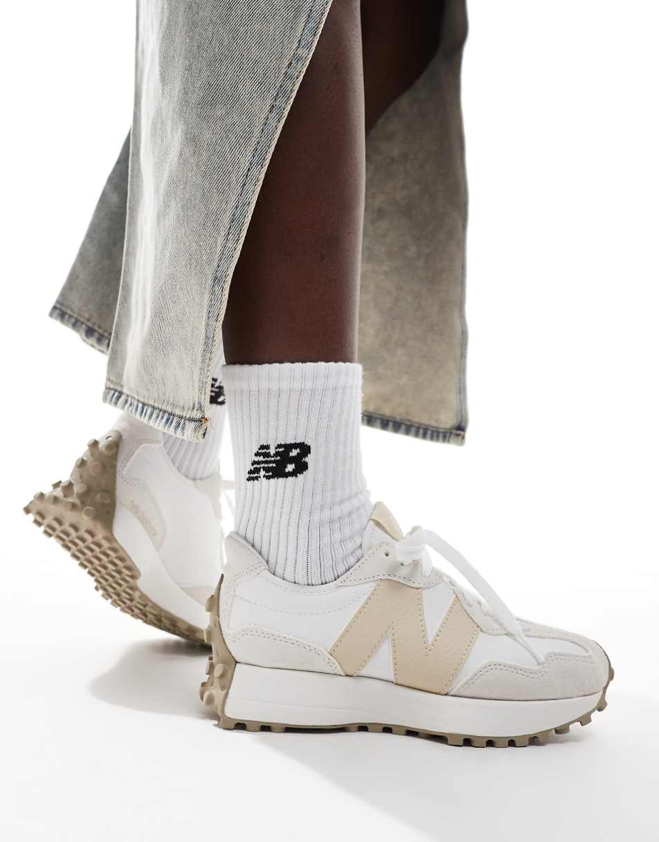 New Balance 327 sneakers in off white with beige detail