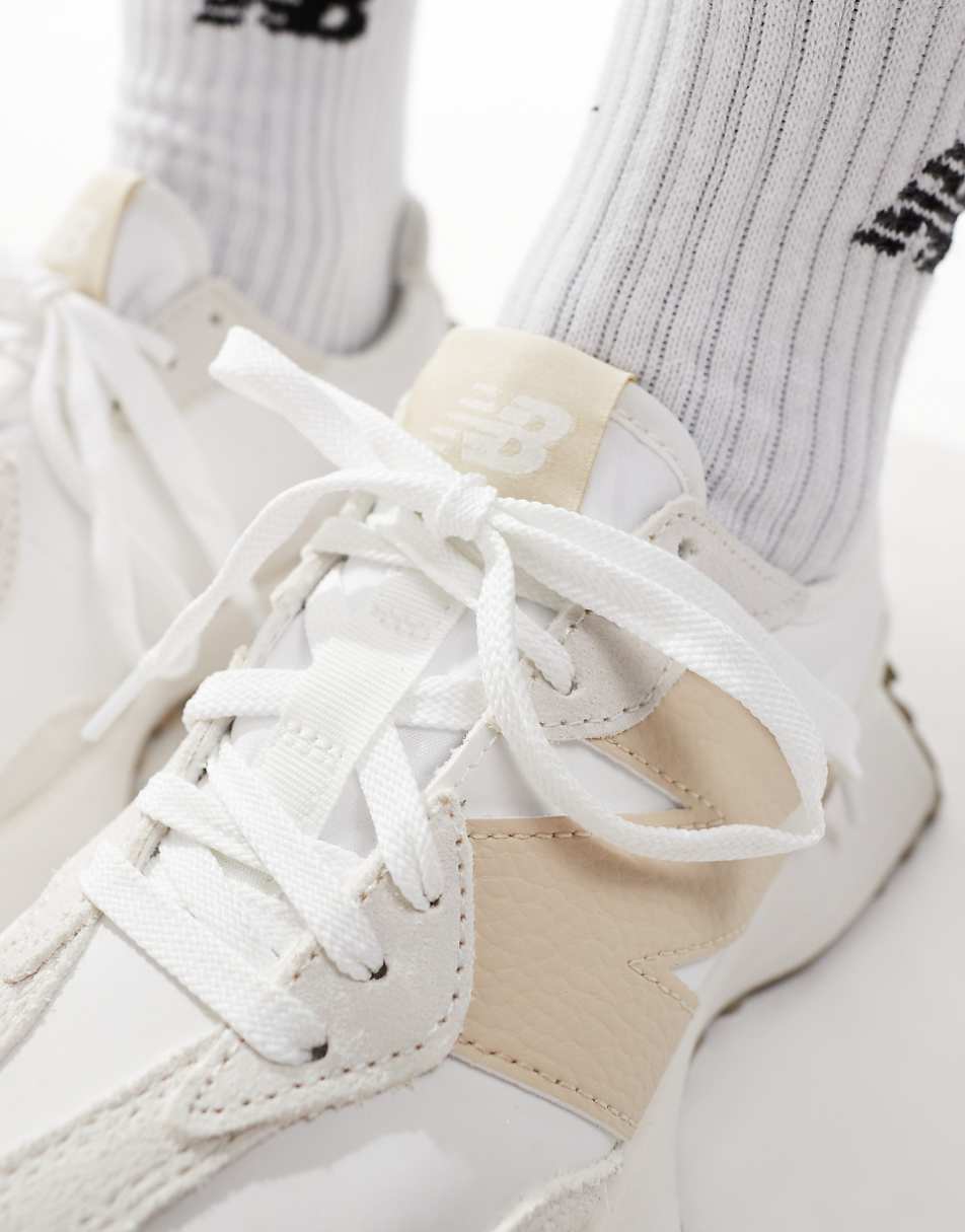 New Balance 327 sneakers in off white with beige detail