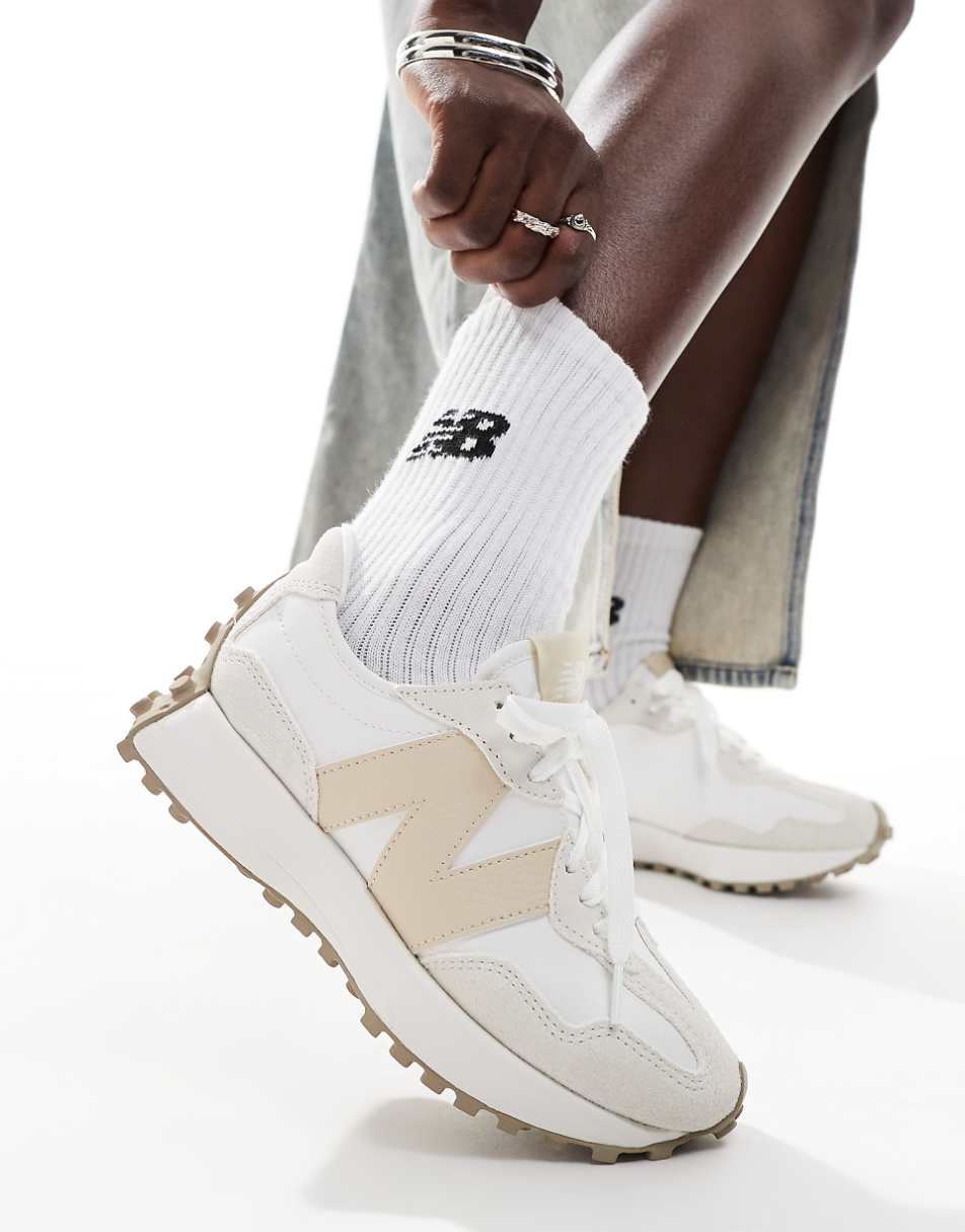 New Balance 327 sneakers in off white with beige detail