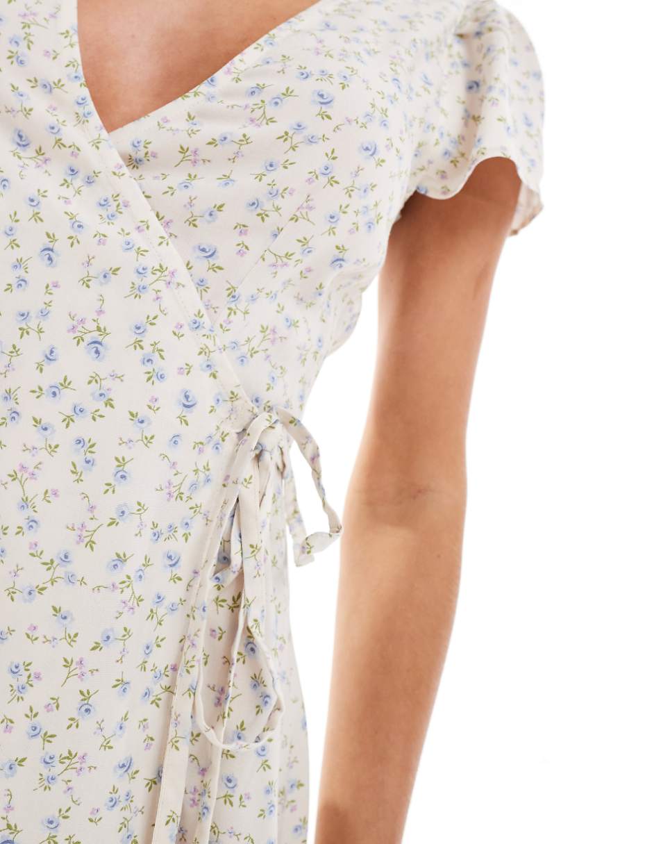 Miss Selfridge Petite wrap mini tea dress in floral print