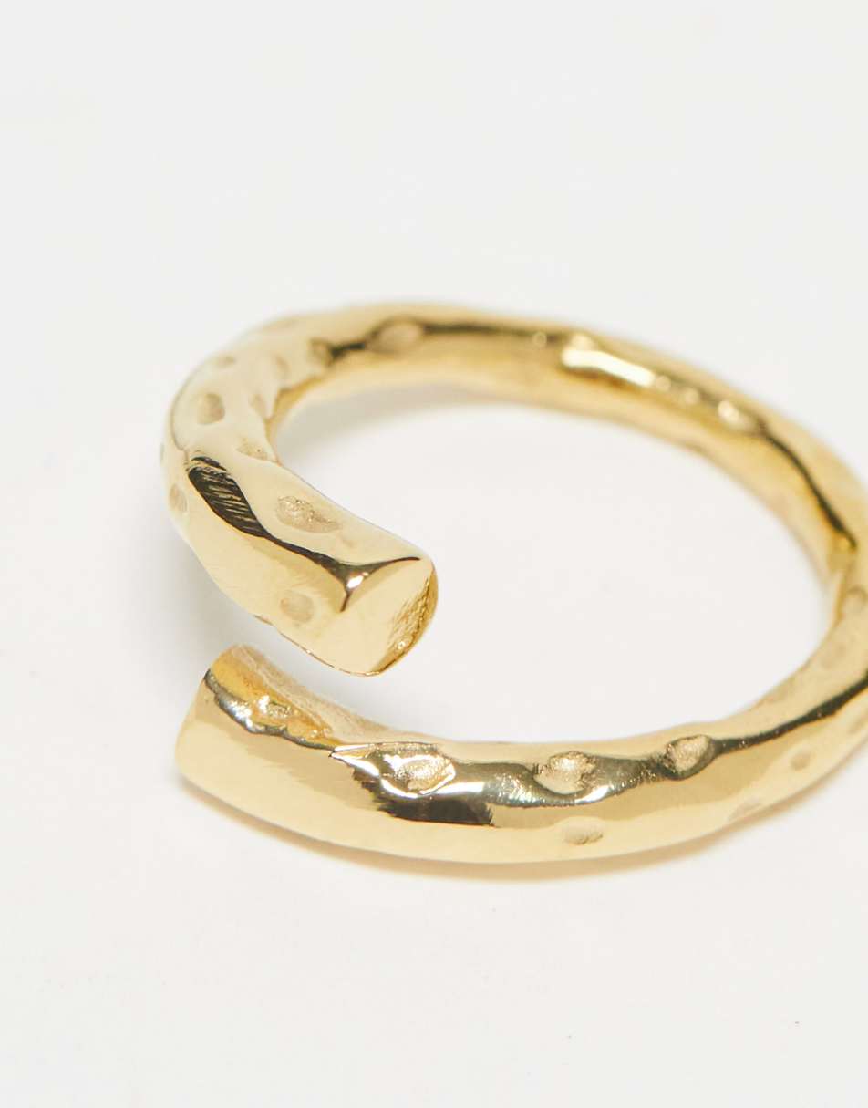 ASOS DESIGN waterproof stainless steel ring with wrap twist design in gold tone