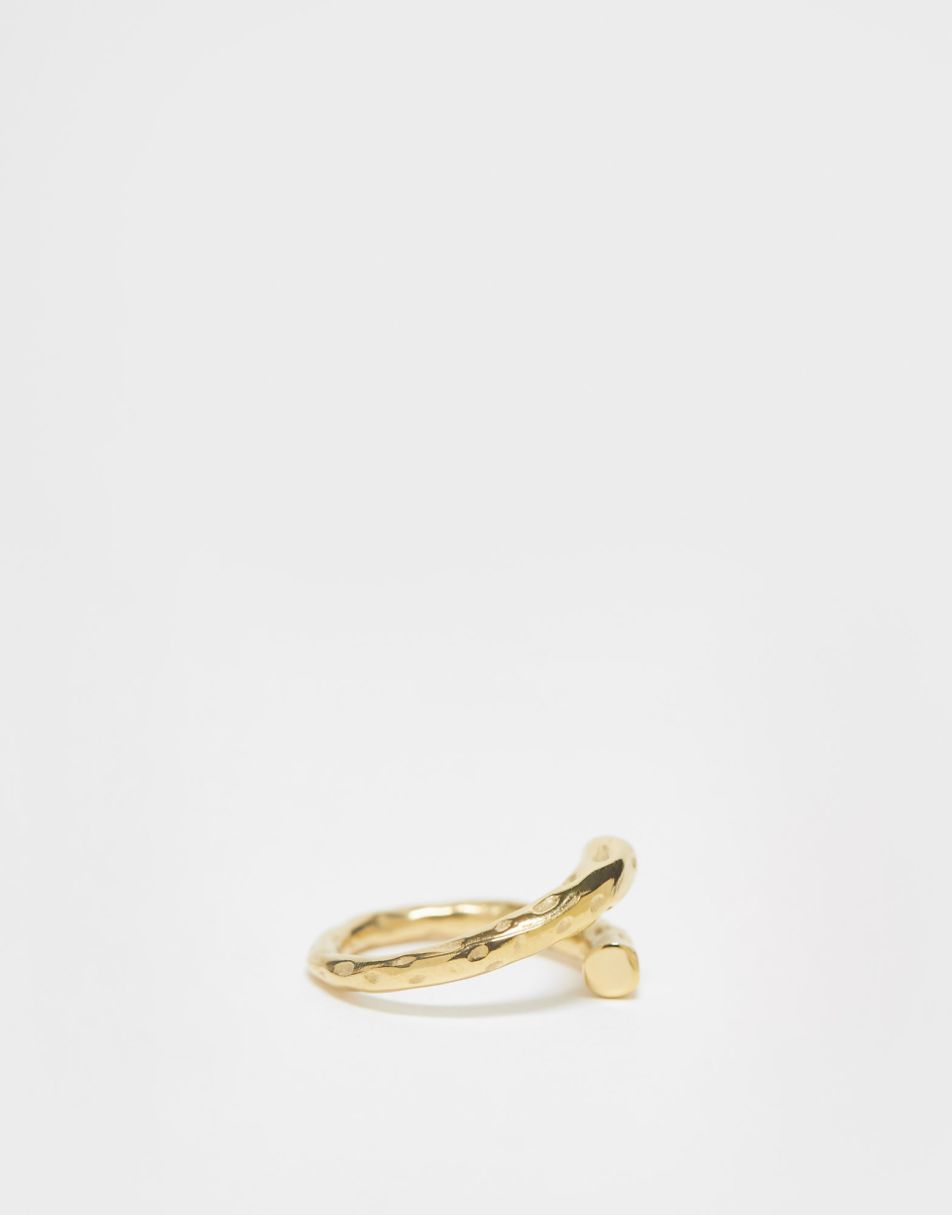 ASOS DESIGN waterproof stainless steel ring with wrap twist design in gold tone