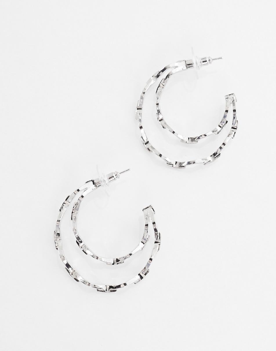 Petit Moments truebe wave detail hoop earrings in silver