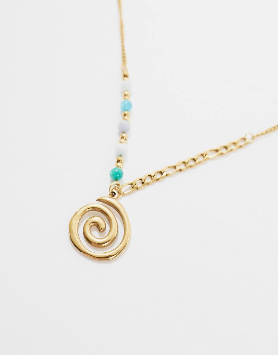 Petit Moments swirl sunbeam beaded pendant necklace in gold