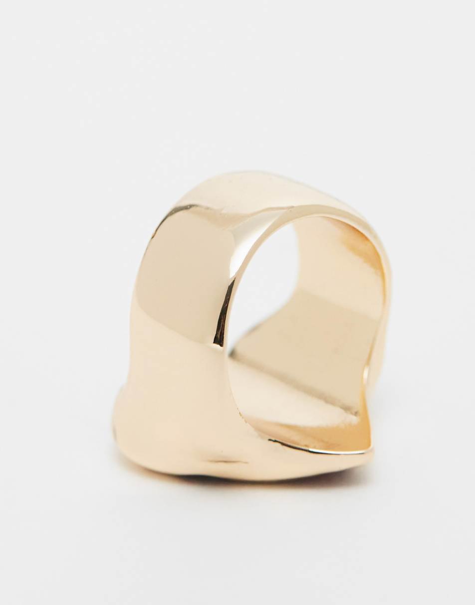 ASOS DESIGN ring with red resin heart design in gold tone