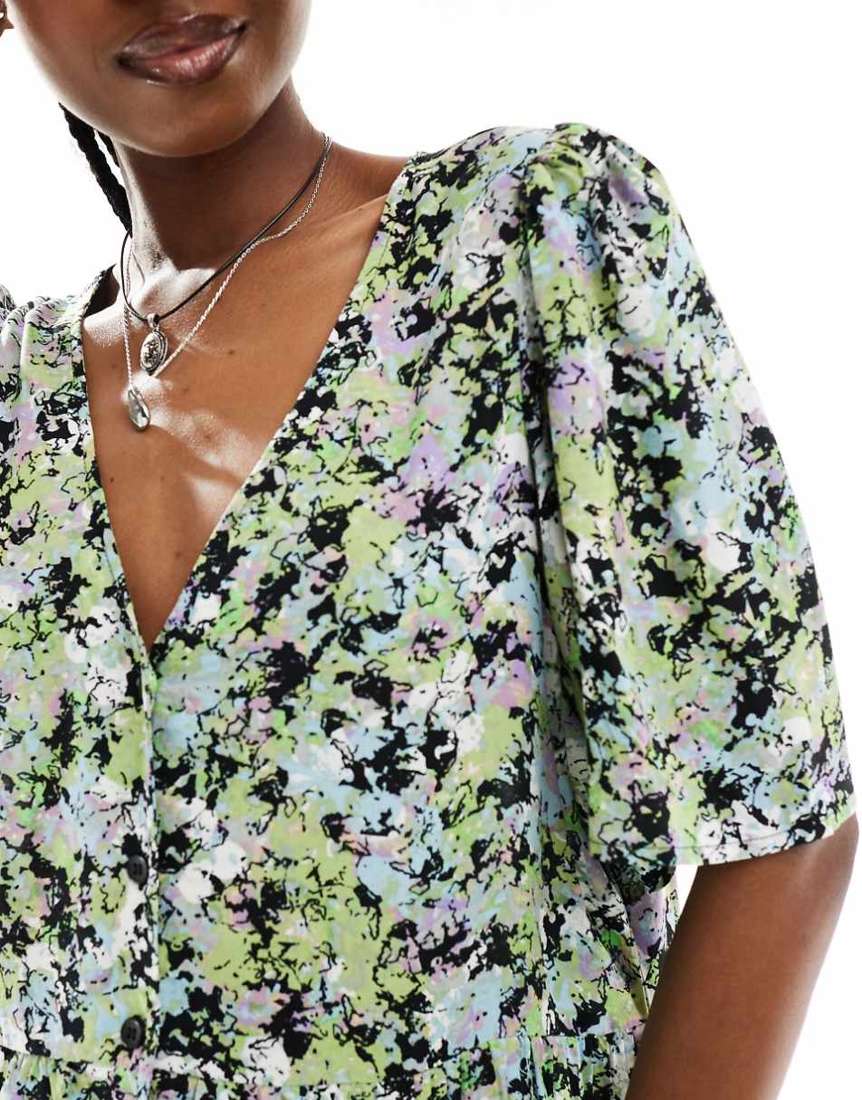 Monki button up midi dress in floral print exclusive to ASOS