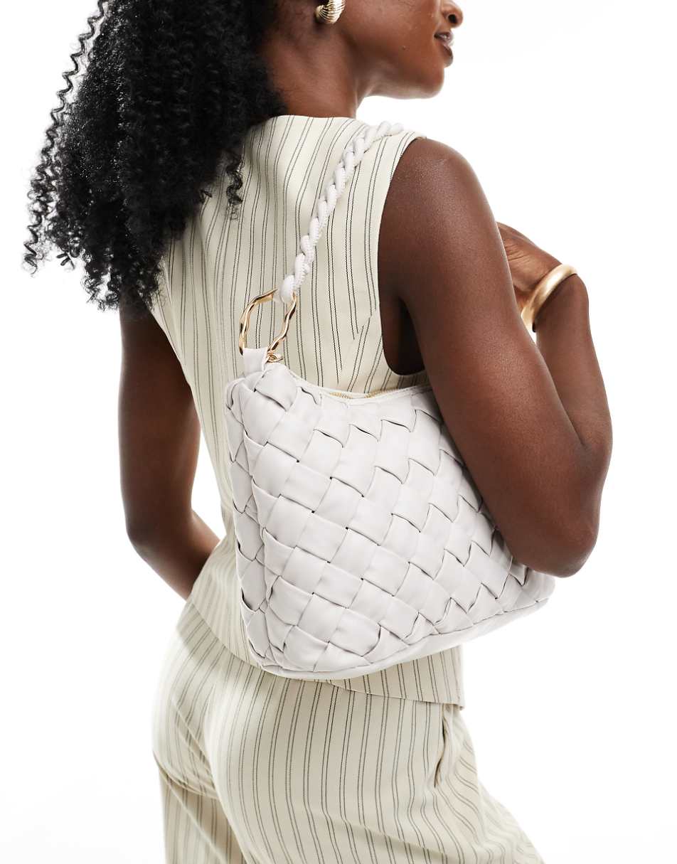 ASOS DESIGN woven shoulder bag in off white