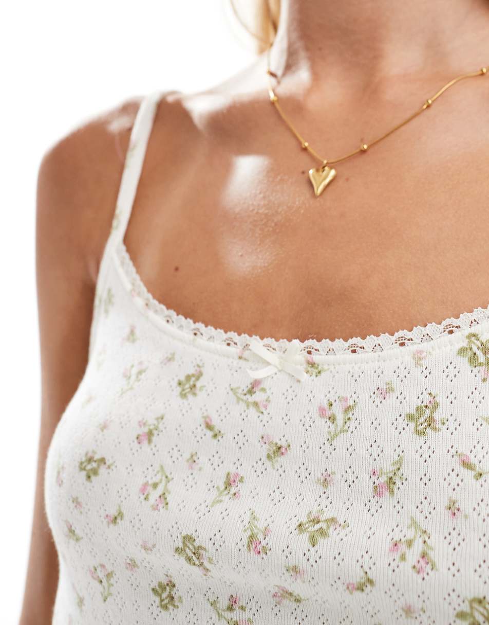 Miss Selfridge pointelle cami mini dress in ditsy