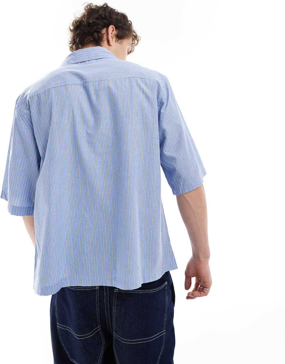 COLLUSION Unisex boxy shirt with grommet details in stripe