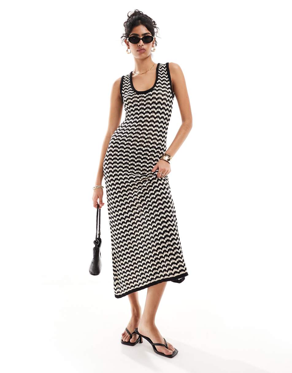 Nobody's Child crochet midi dress in monochrome