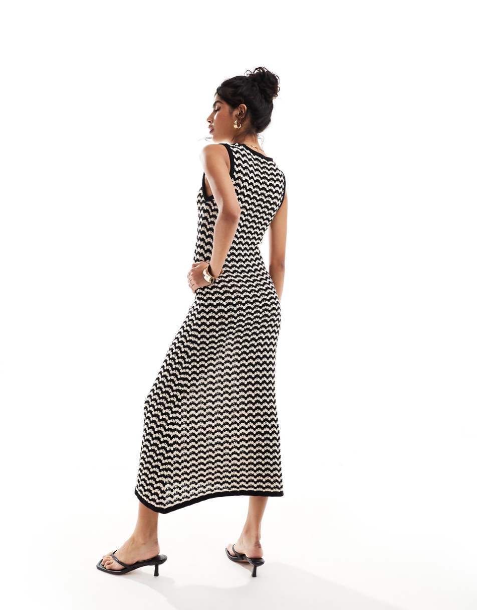 Nobody's Child crochet midi dress in monochrome