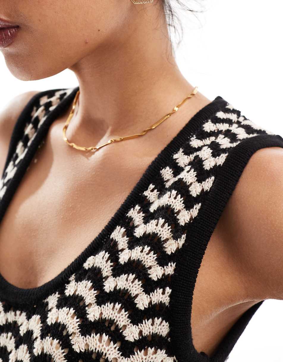 Nobody's Child crochet midi dress in monochrome