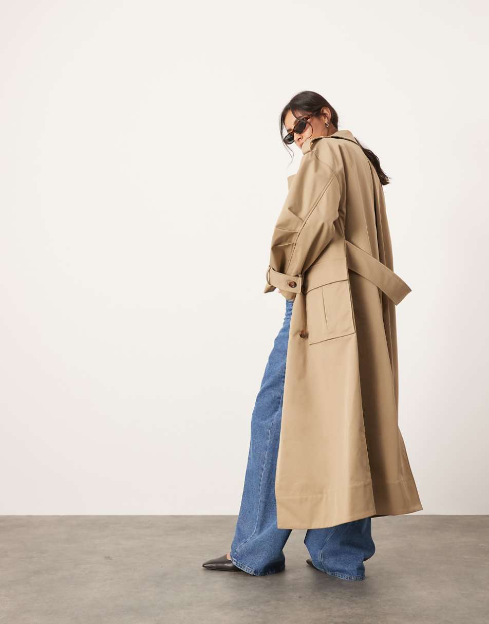 ASOS EDITION oversized pocket detail trench coat in camel