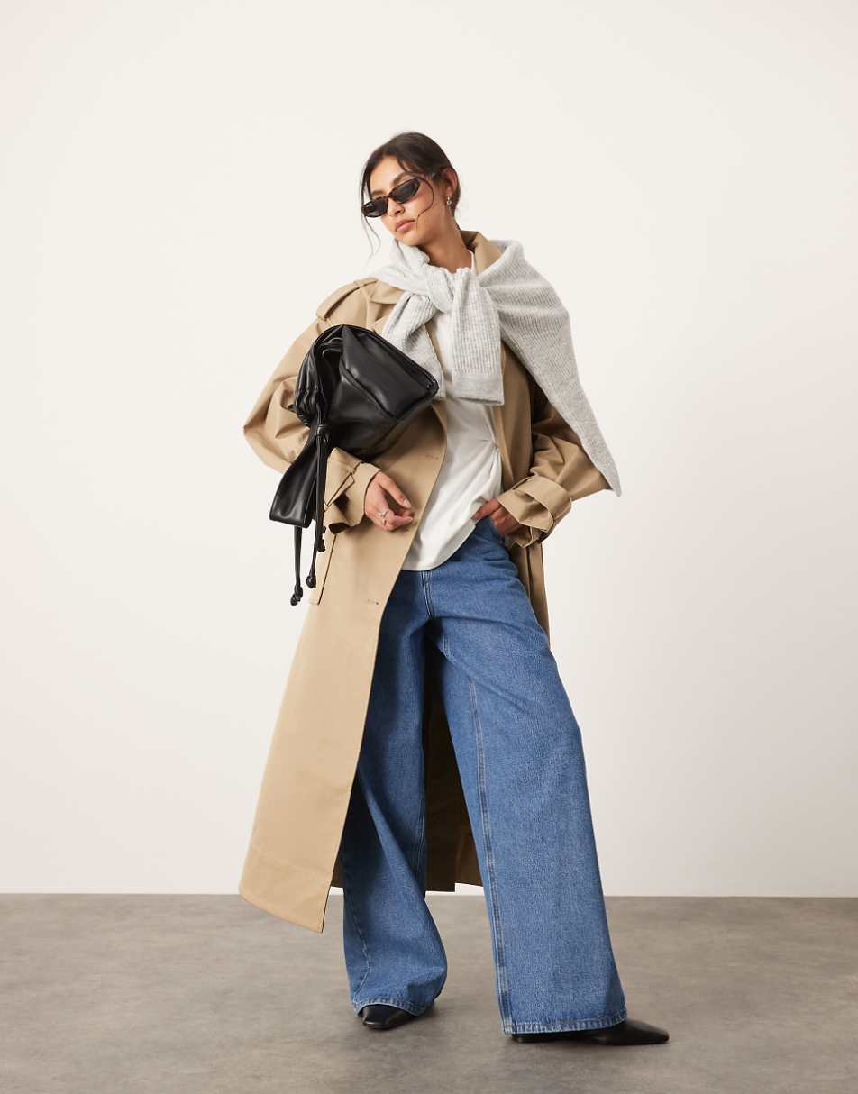 ASOS EDITION oversized pocket detail trench coat in camel