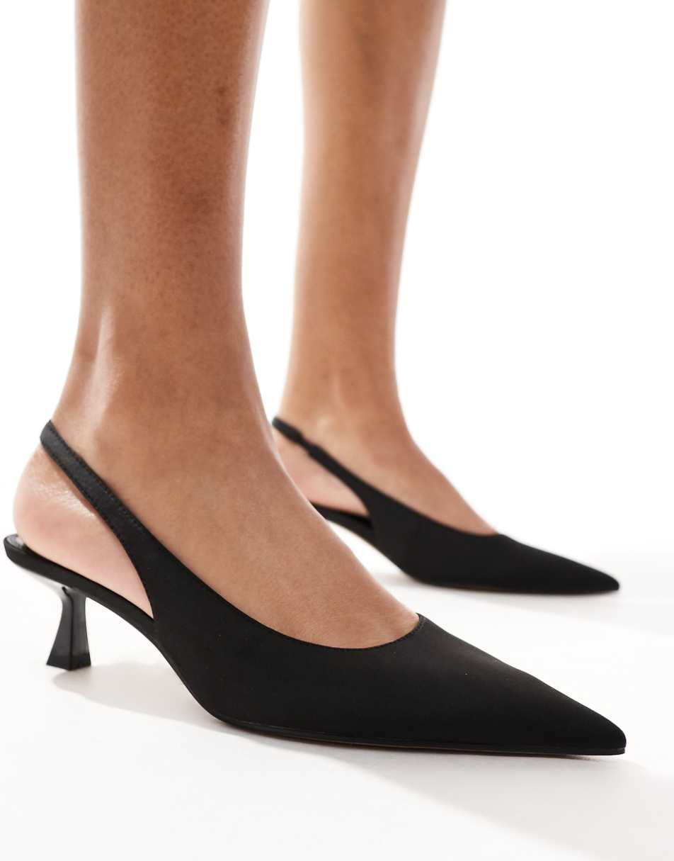 ASOS DESIGN Stroll slingback mid heel shoes in black
