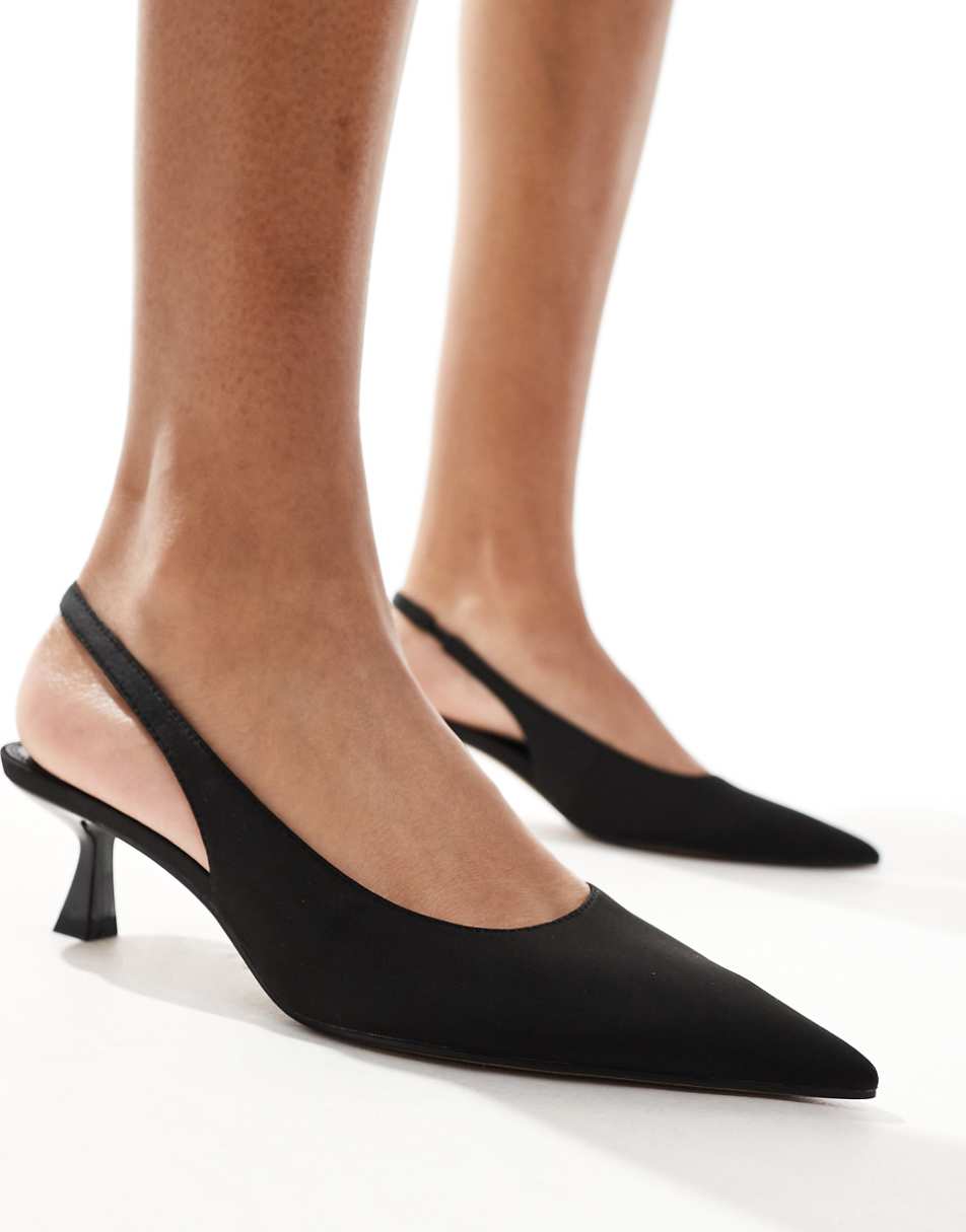 ASOS DESIGN Stroll slingback mid heel shoes in black