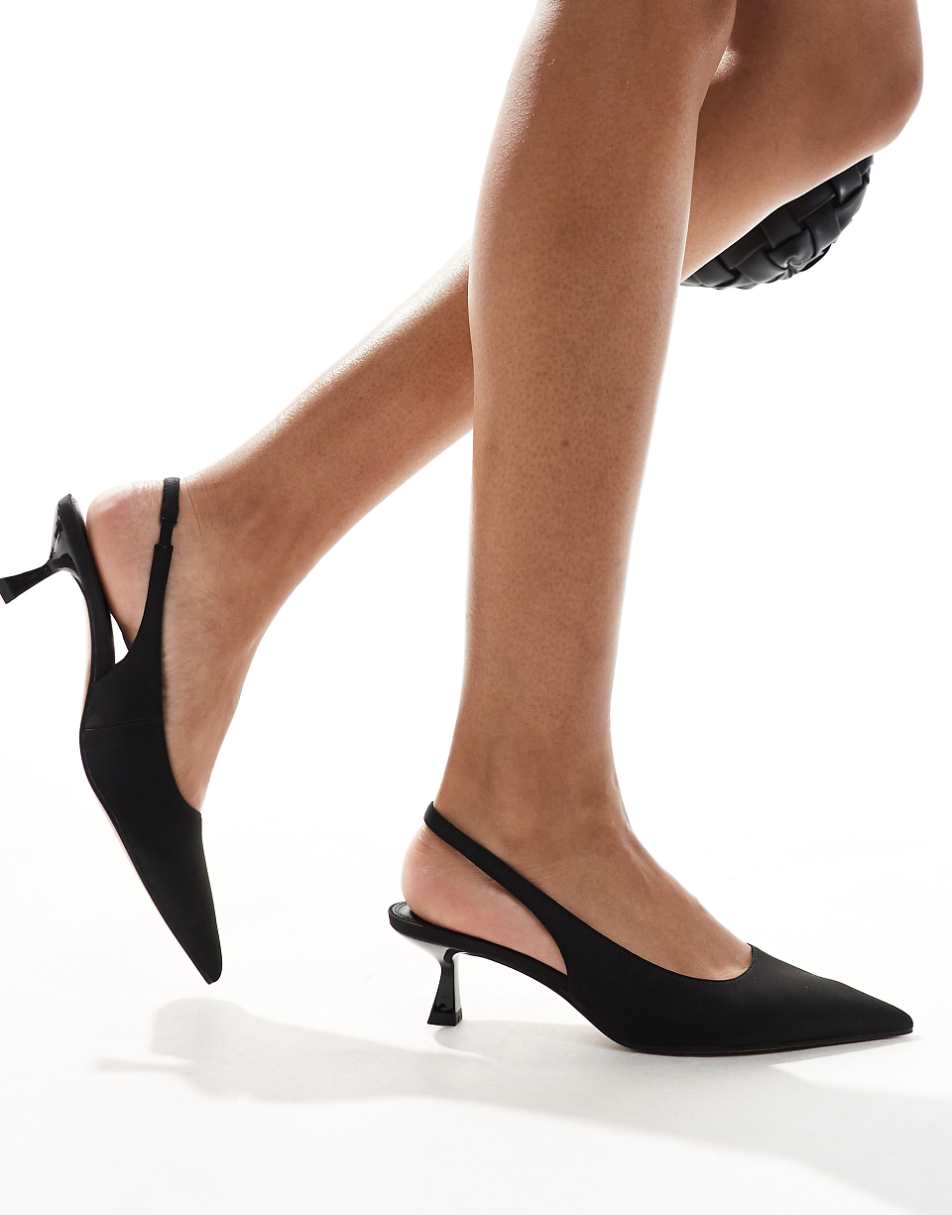 ASOS DESIGN Stroll slingback mid heel shoes in black