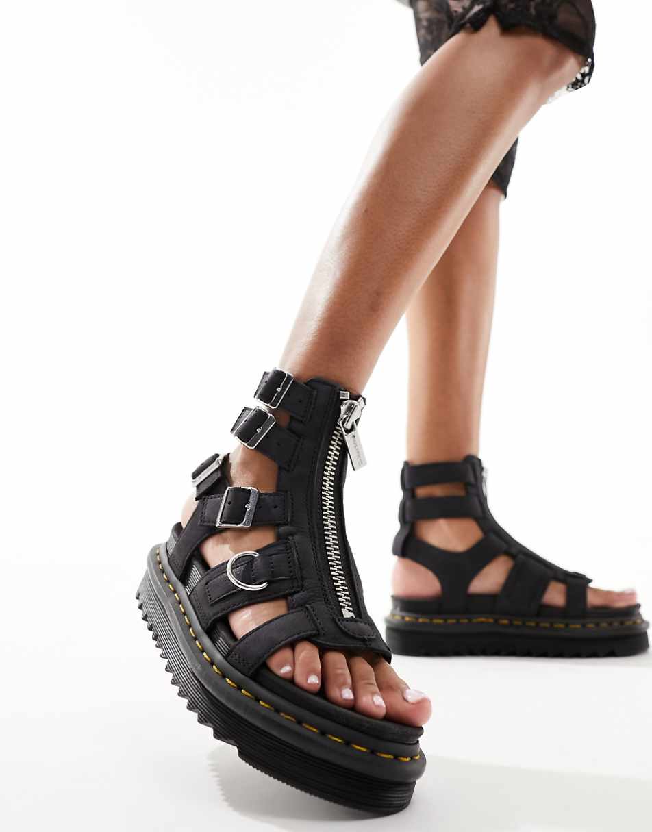 Dr Martens Olso gladiator sandals in charcoal nubuck