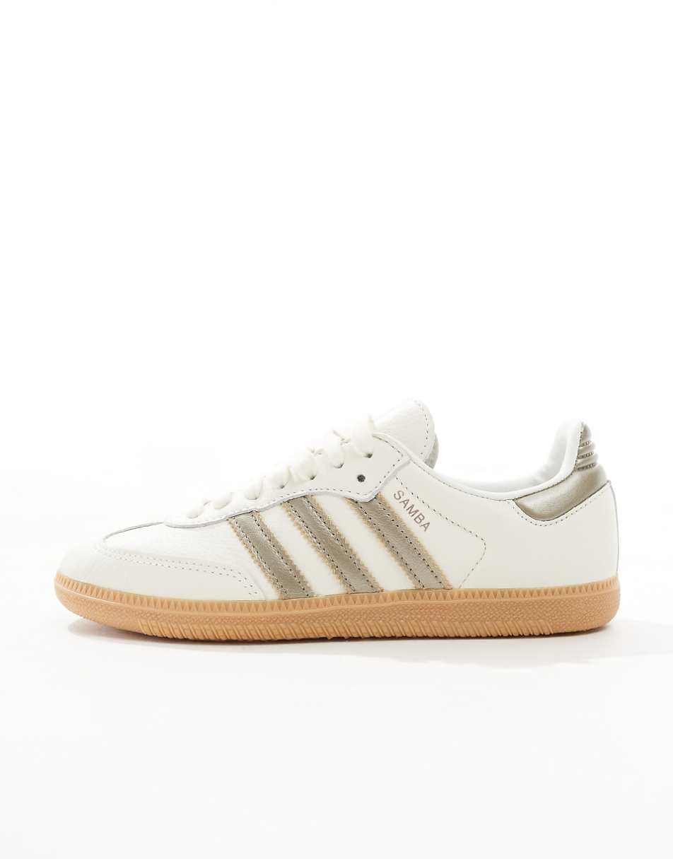 adidas Originals Samba OG sneakers in white and gold