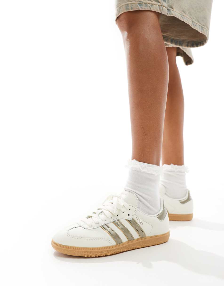 adidas Originals Samba OG sneakers in white and gold