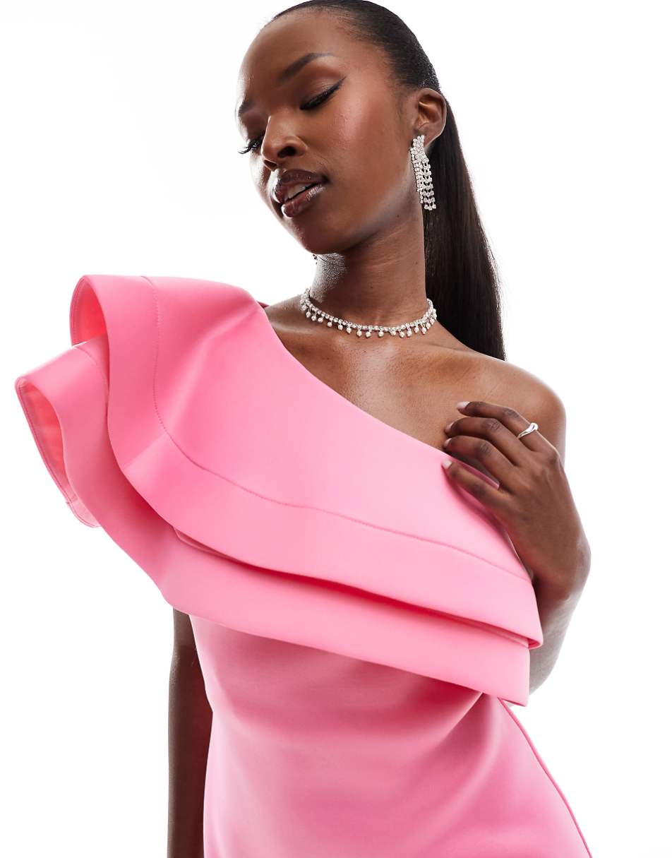 ASOS DESIGN premium double extreme ruffle mini dress in pink