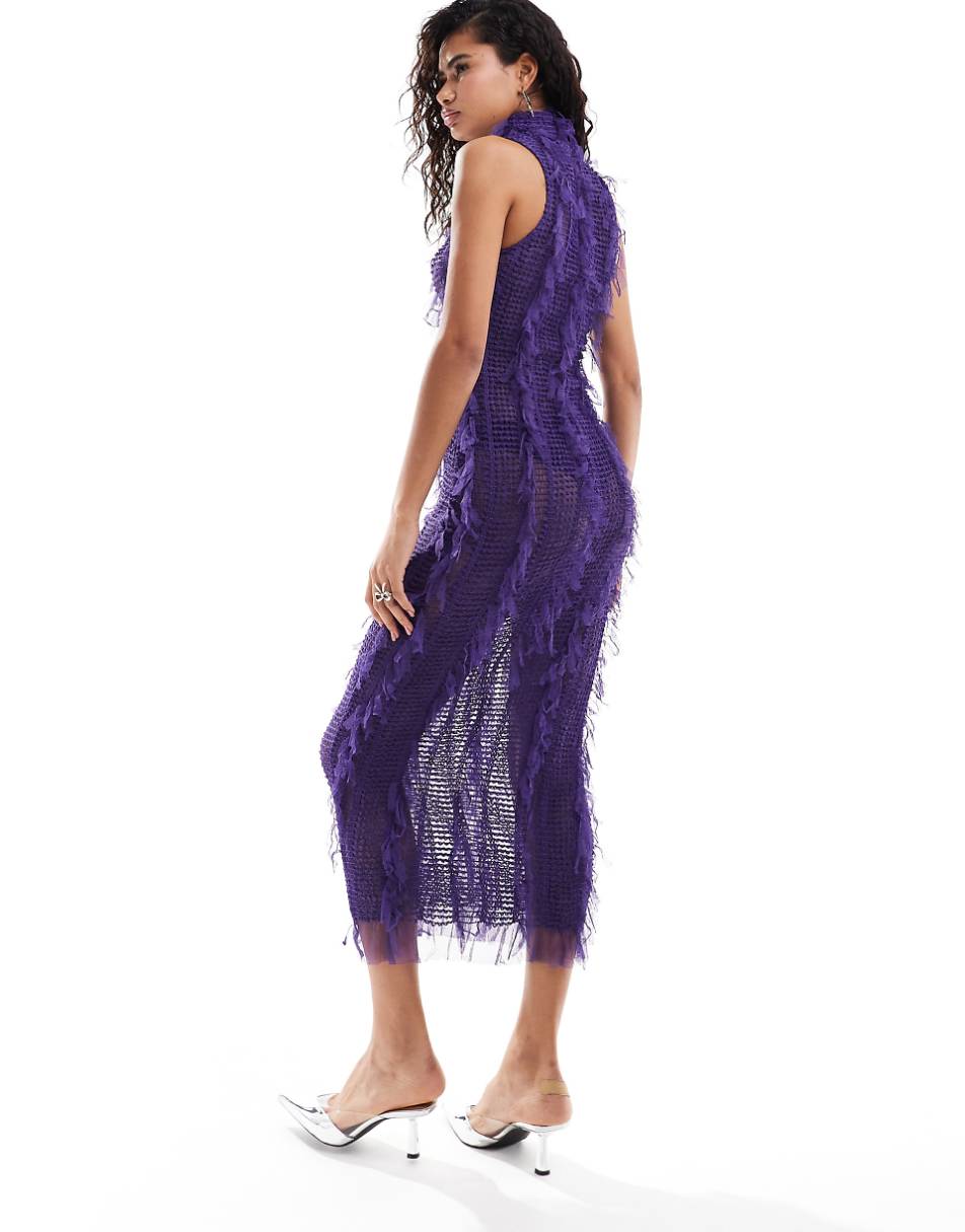 Amy Lynn Calla sleeveless textured midaxi dress in grape