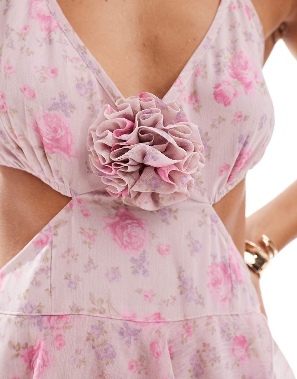 Miss Selfridge occasion chiffon corsage tiered maxi dress in mixed floral print