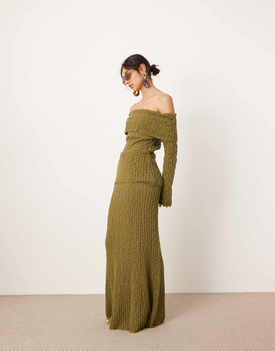 ASOS EDITION knit full maxi skirt in green - part of a set