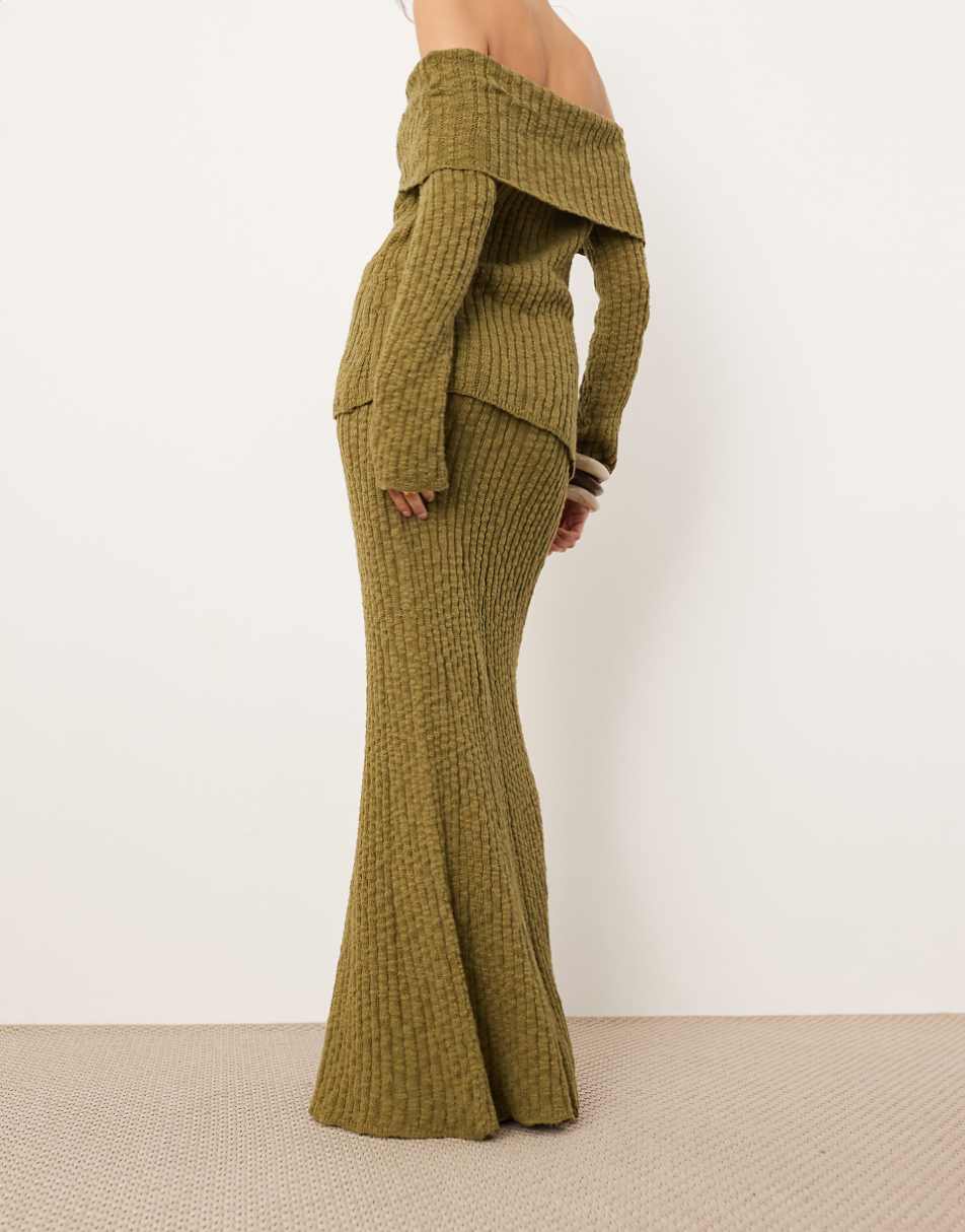 ASOS EDITION knit full maxi skirt in green - part of a set