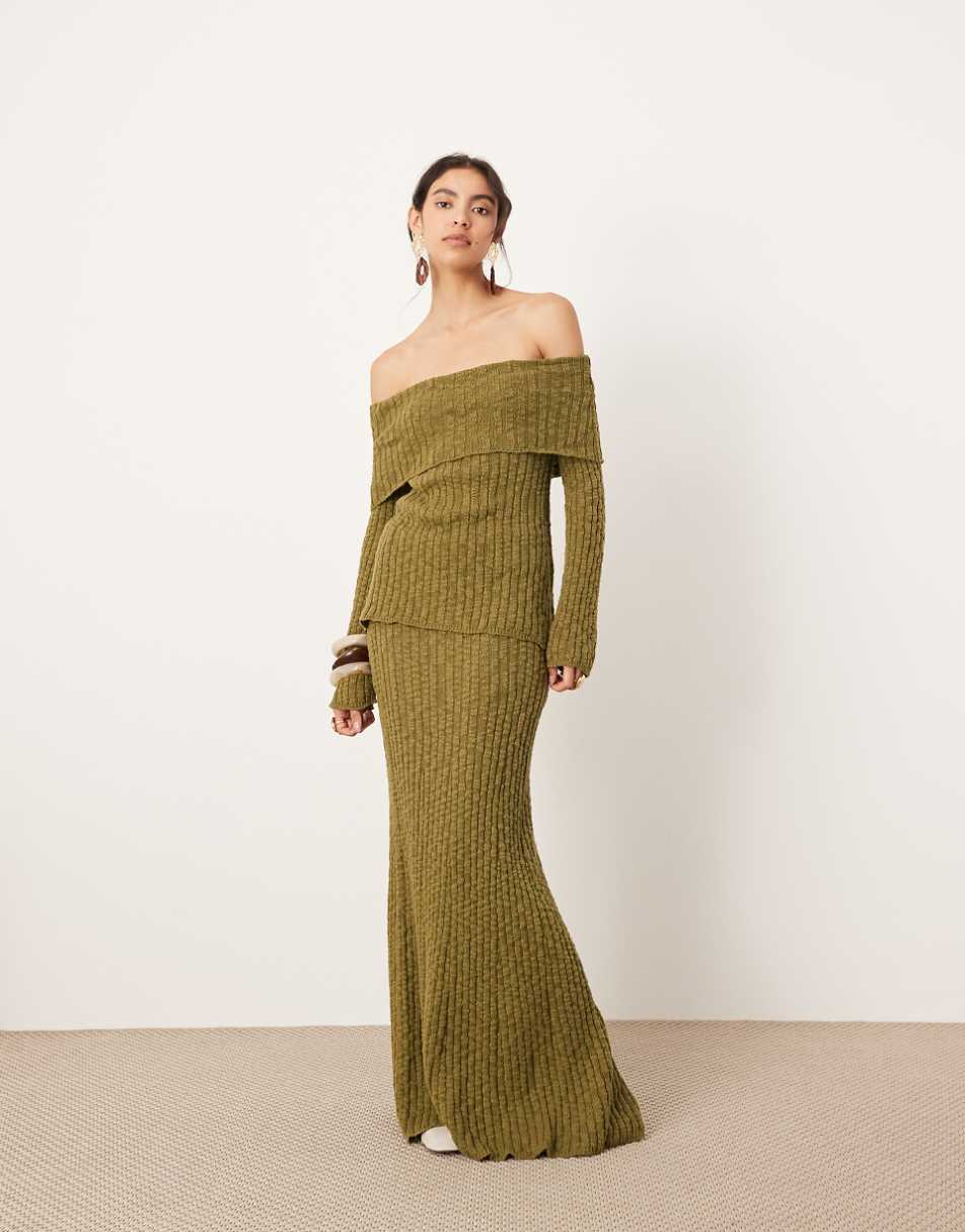 ASOS EDITION knit full maxi skirt in green - part of a set