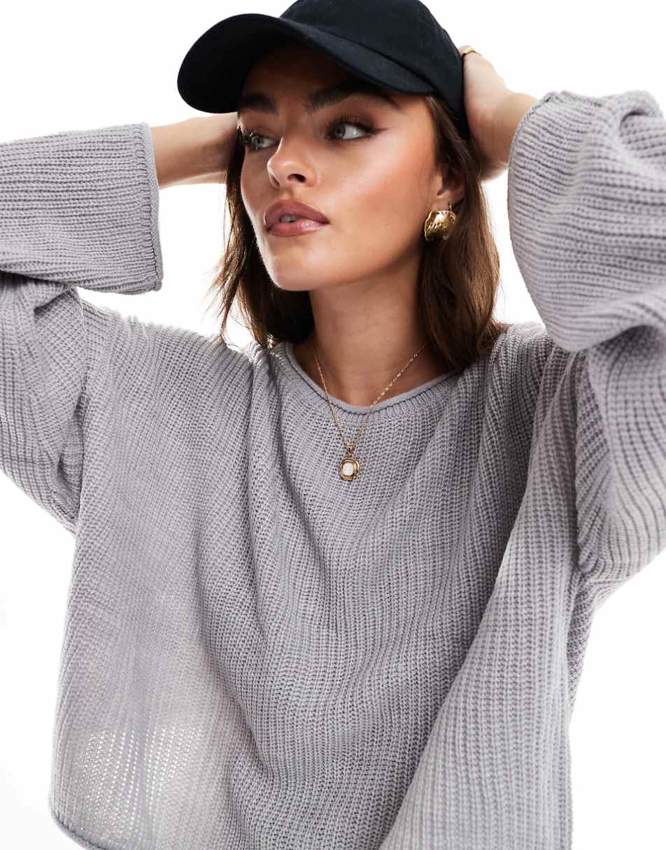 Miss Selfridge slouchy sweater in heather gray