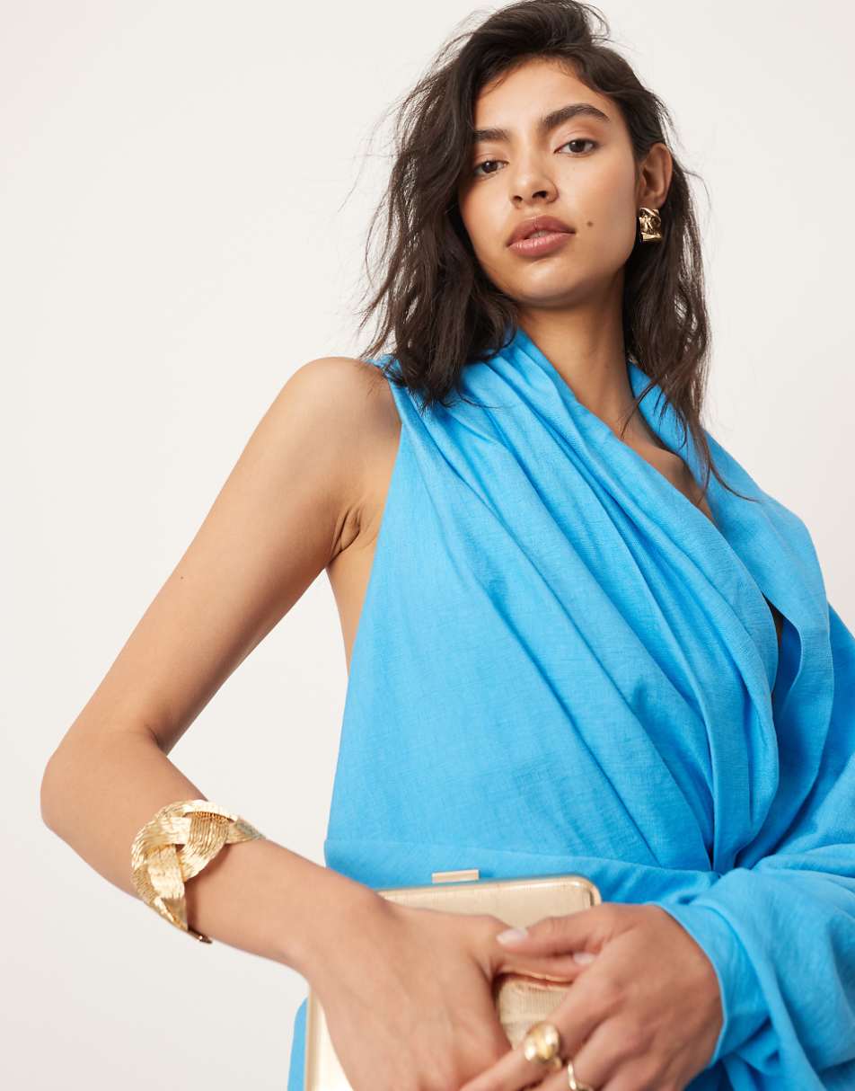 ASOS EDITION ultimate drape mini dress in blue