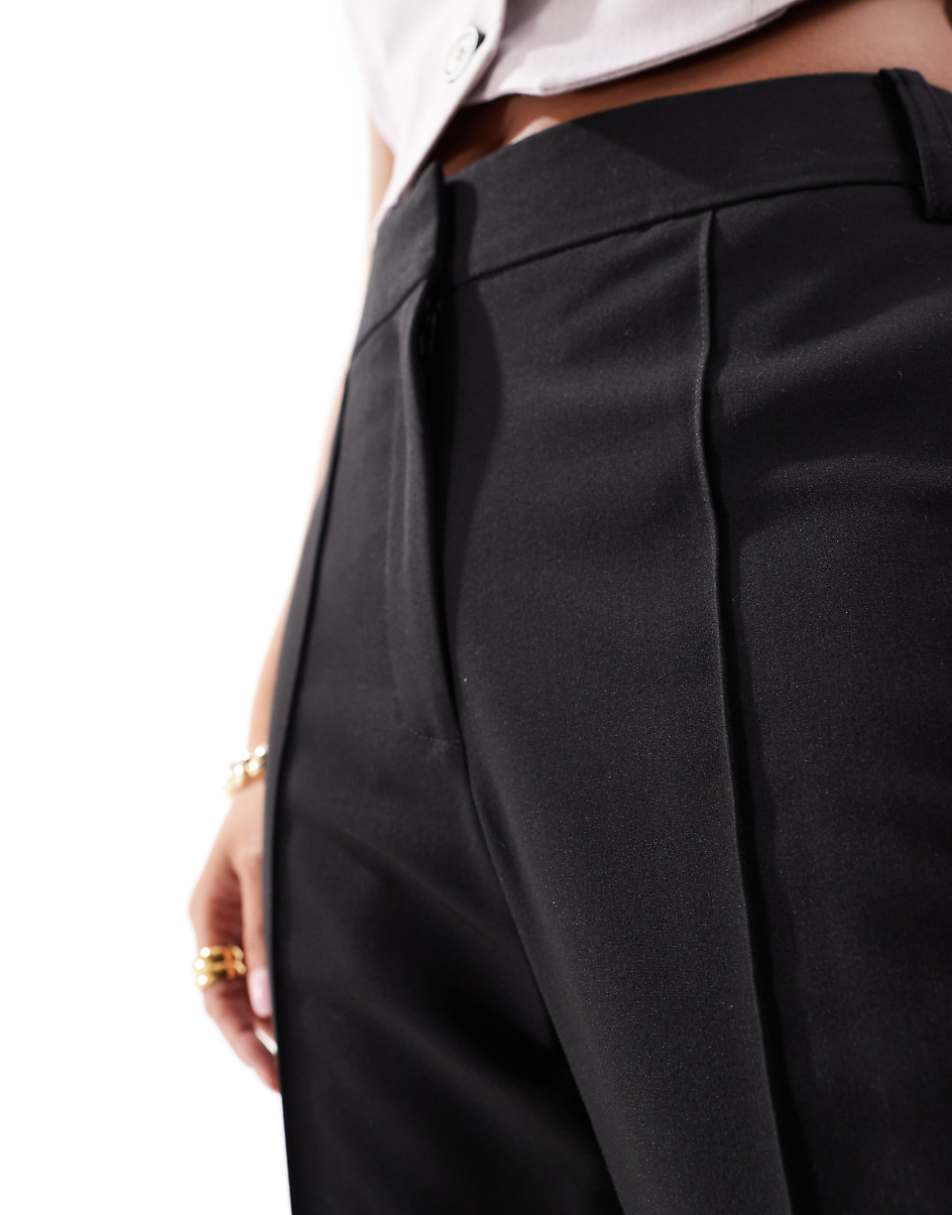 ASOS DESIGN Petite tailored high waist cropped pants in black