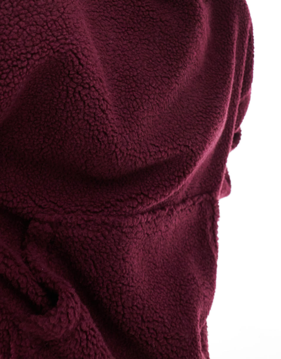 ASOS DESIGN oversized teddy hoodie in burgundy