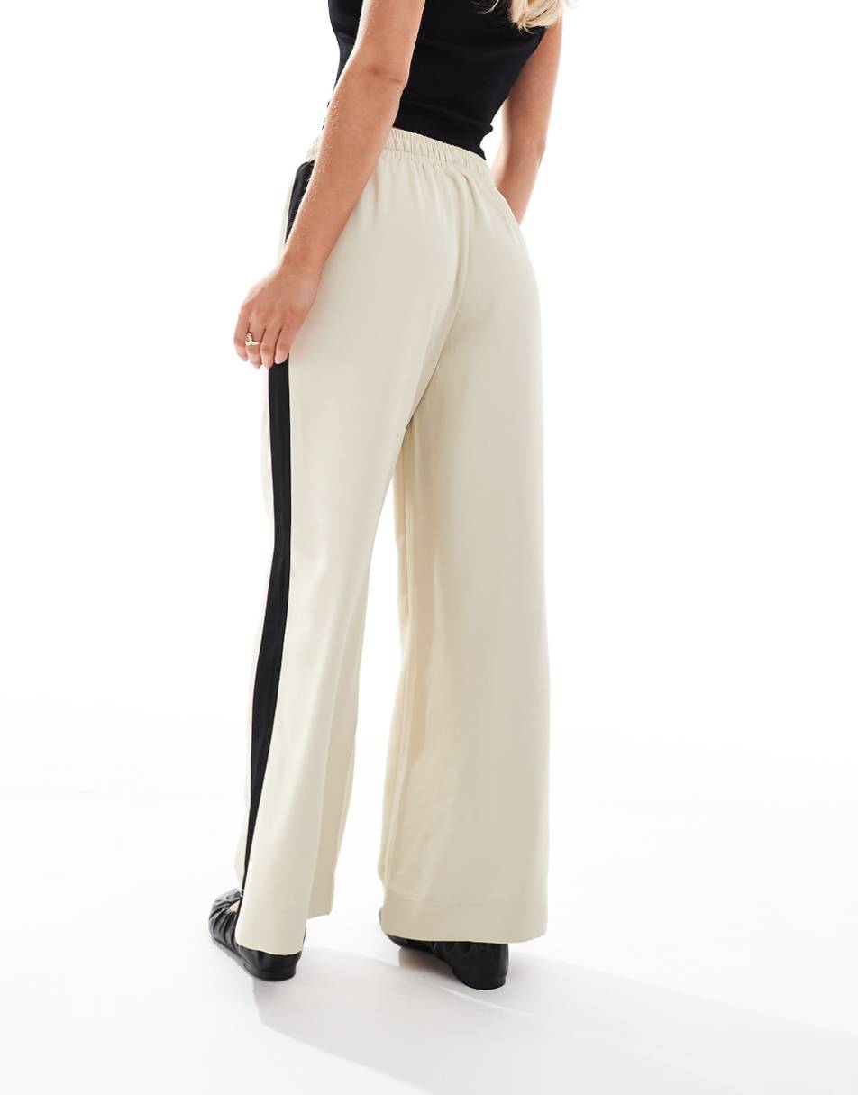 ASOS DESIGN Petite pull on pants with contrast panel in sand