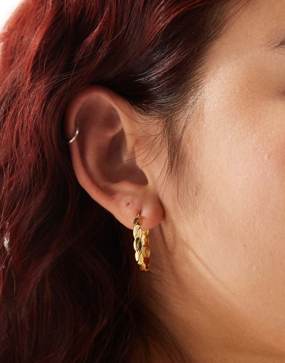 Lost Souls stainless steel braided hoop earrings in 18k gold plated