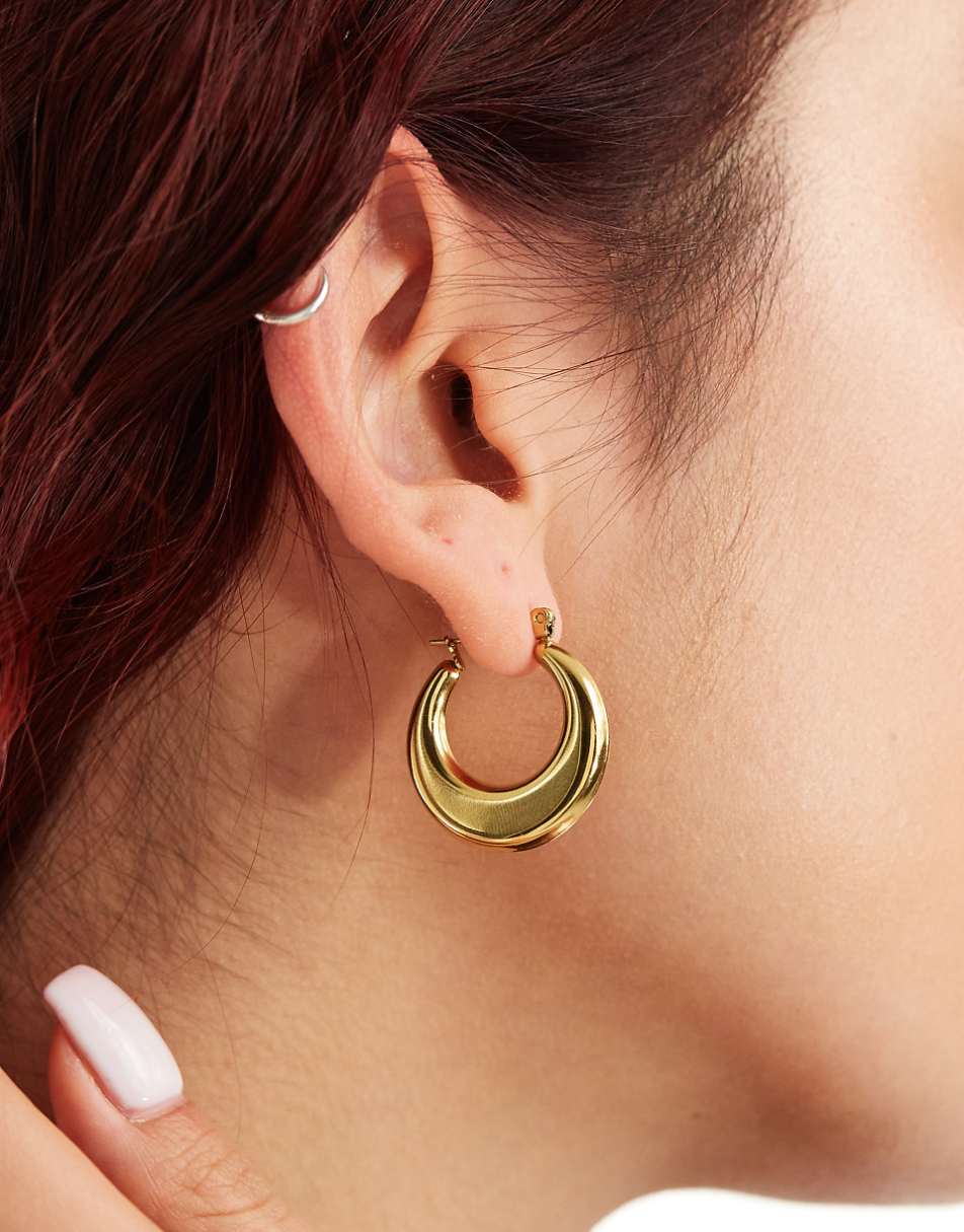 Lost Souls stainless steel dome hoop earrings in 18k gold plated