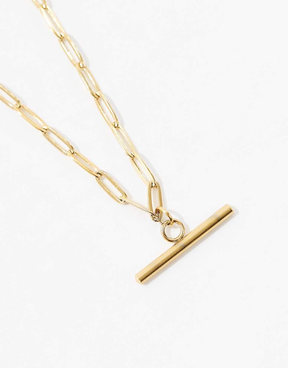 Lost Souls stainless steel t-bar pendant necklace in 18k gold plated