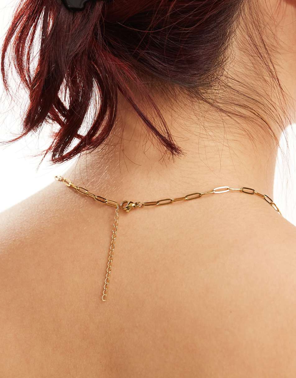 Lost Souls stainless steel t-bar pendant necklace in 18k gold plated