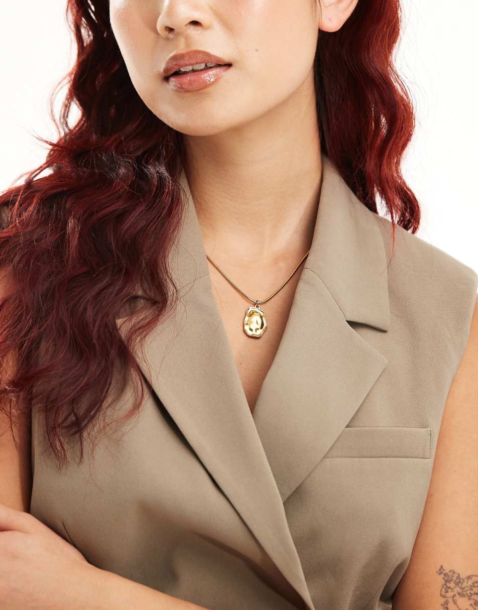 Lost Souls stainless steel molten pendant necklace in 18k gold plated